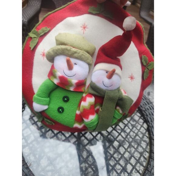St. Nicholas Square 3D Round Holiday Pillow w/ Snowmen - Picture 13 of 14